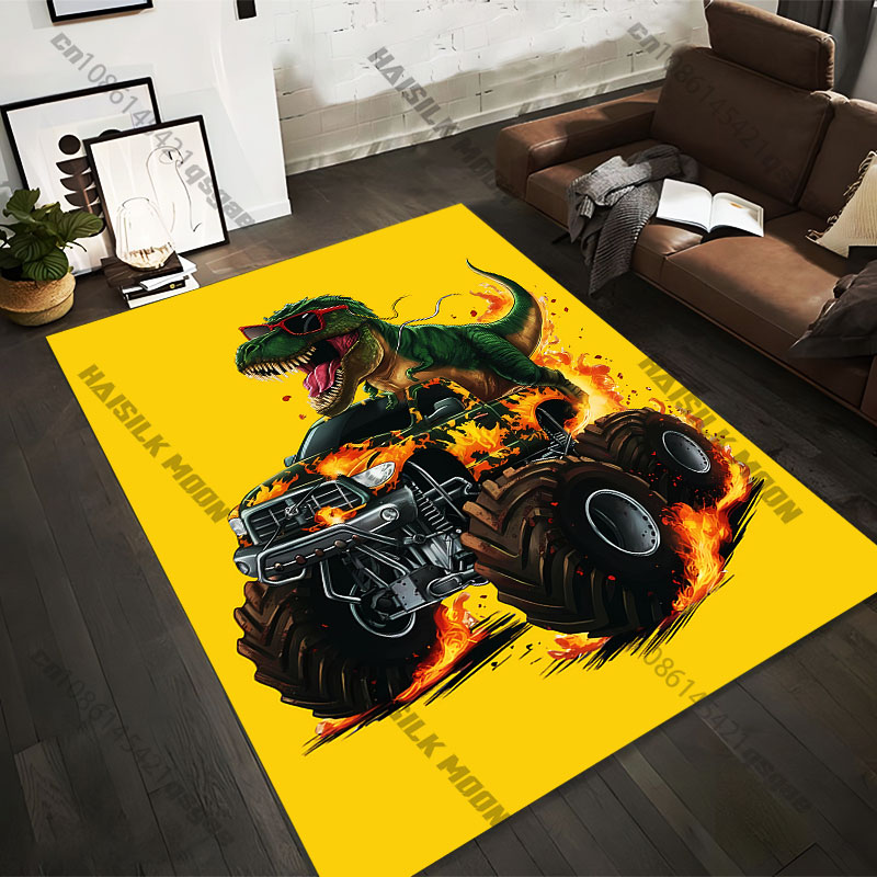 Printing Commercial Drive - سجادة مطبوعة بتصميم ديناصور يقود شاحنة