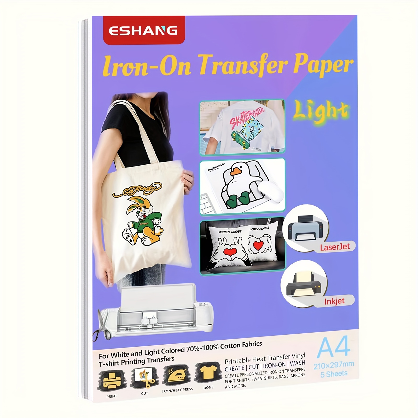 Printable Heat Transfer Vinyl - ورق نقل الحرارة بحجم A4 للنسيج